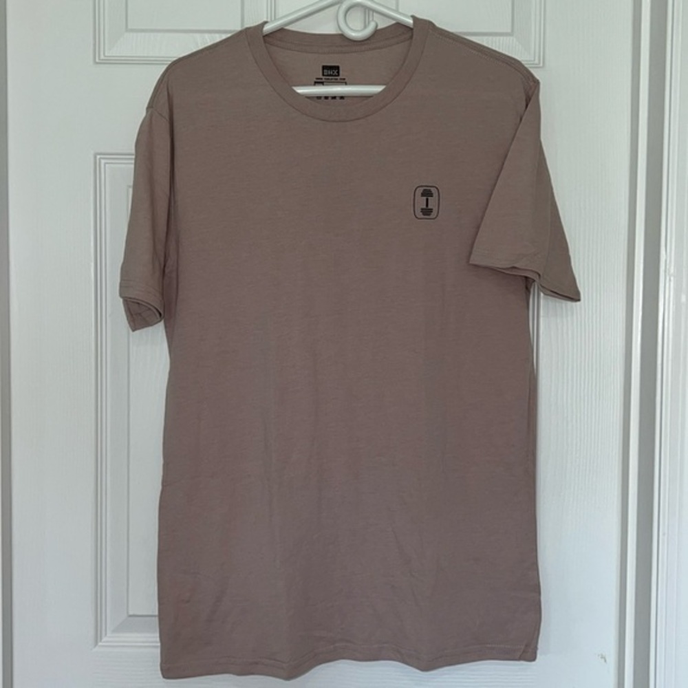 The Lift Box men’s tan, black& gold teeshirt